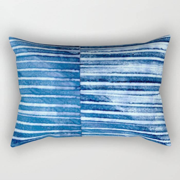 Modern Pinstripe 1 - Blazing Blue Rectangular Pillow