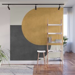 Halfmoon Colorblock - Gold Charcoal Wall Mural