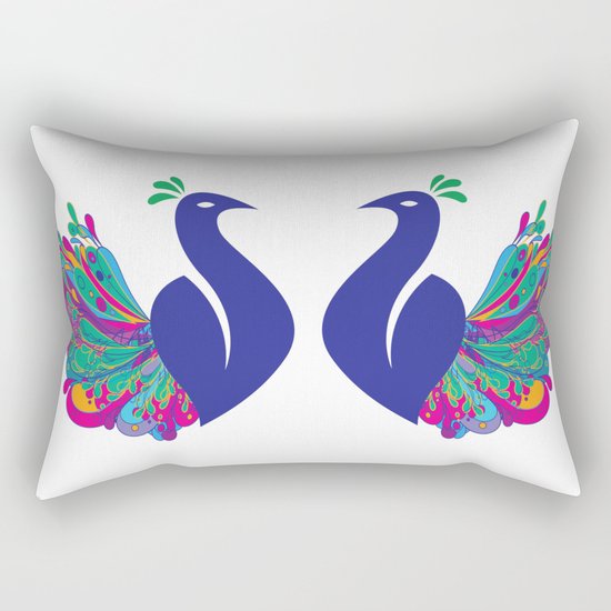 Peacock Fantasy Rectangular Pillow