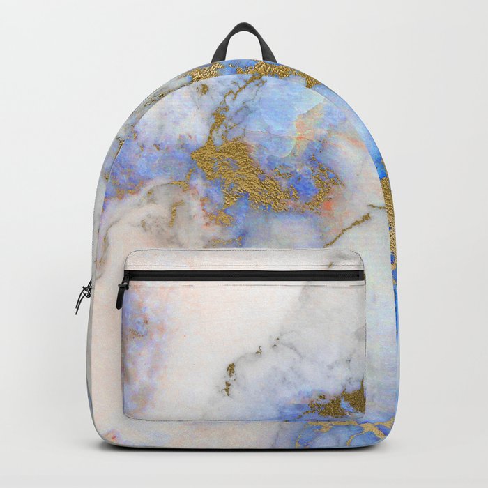 Gold And Blue Marble Backpack
