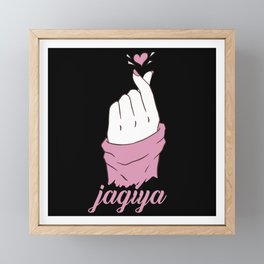 Jagiya Korean Heart K Pop Love Heart Finger Framed Mini Art Print