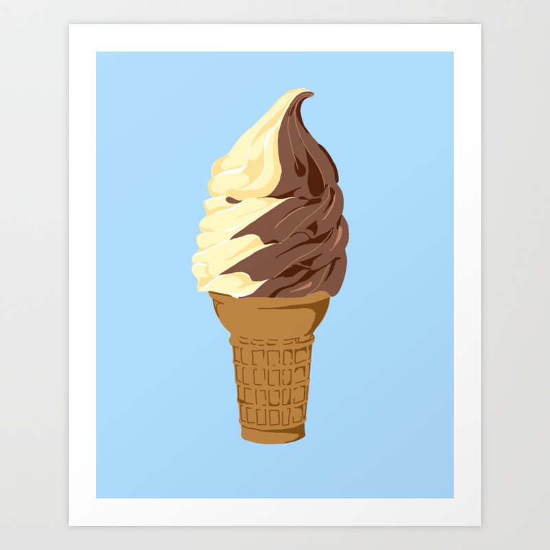 Vanilla And Chocolate Soft Serve Ice Cream Cone Art Print By Jaymiemetz Society6