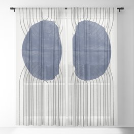 Mid Century Modern Blue Perfect Balance Sheer Curtain