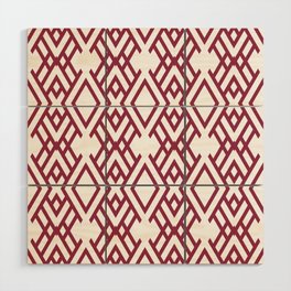 Dark Pink and White Striped Art Deco Pattern Pairs DE 2022 Trending Color Scarlet Apple DEA146 Wood Wall Art