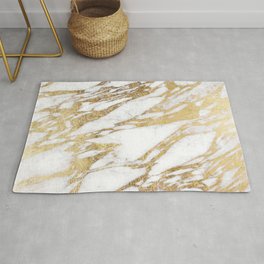 Chic Elegant White and Gold Marble Pattern Area & Throw Rug