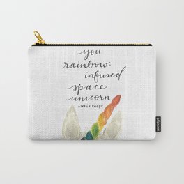 you rainbow-infused space unicorn Carry-All Pouch | Space, Spaceunicorn, Womenempowerment, Rainbow, Unicorn, Watercolor, Affirmations, Parksandrecreation, Annperkins, Painting 
