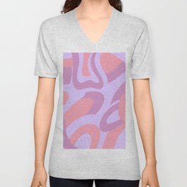 Interlocking Modern Waves - coral and purple V Neck T Shirt