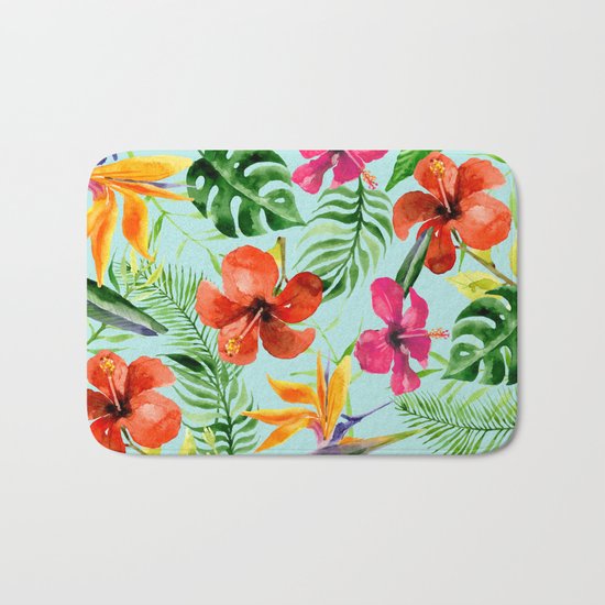 Colorful Tropical Pattern Bath Mat
