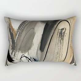 Drift [5]: a neutral abstract mixed media piece in black, white, gray, brown Rectangular Pillow