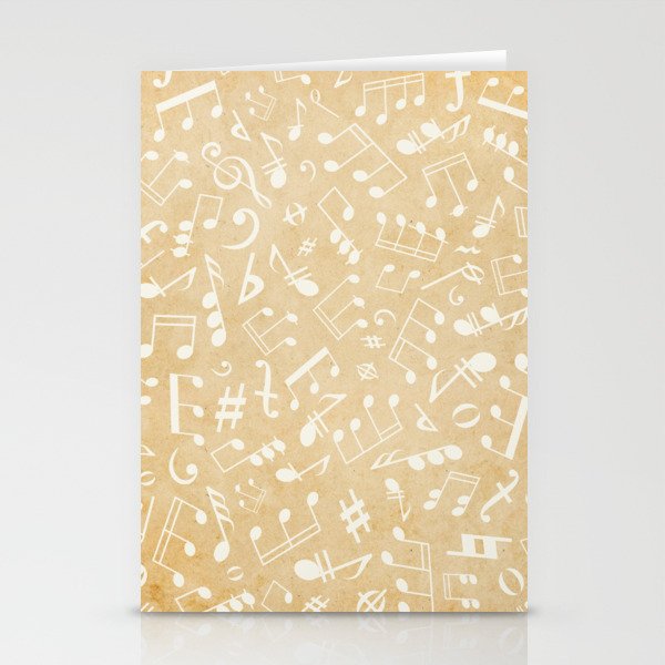 Antique White Musical Notation Pattern on Vintage Stationery Cards
