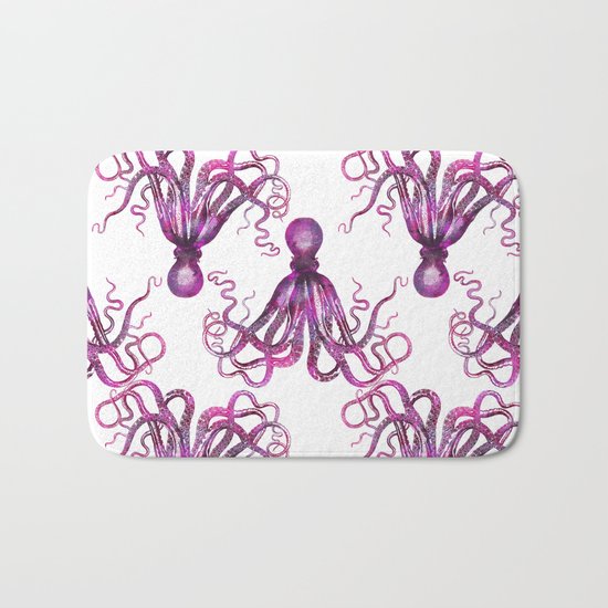 pink Octopus unique underwater creature Bath Mat