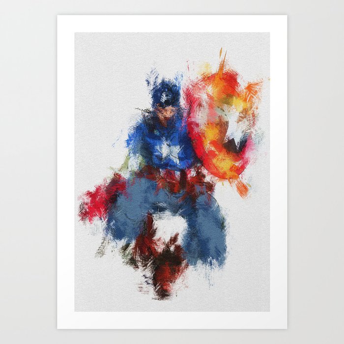 Captain Of America Abstract Painting Art Print By Aysetoyran