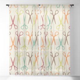 Seamless pattern with scissors Sheer Curtain