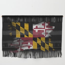 Maryland state flag brush stroke, Maryland flag background Wall Hanging