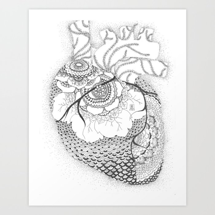 Download Anatomy Series Myocardial Heart Mandala Flowers Art Print By Zepanda0 Society6