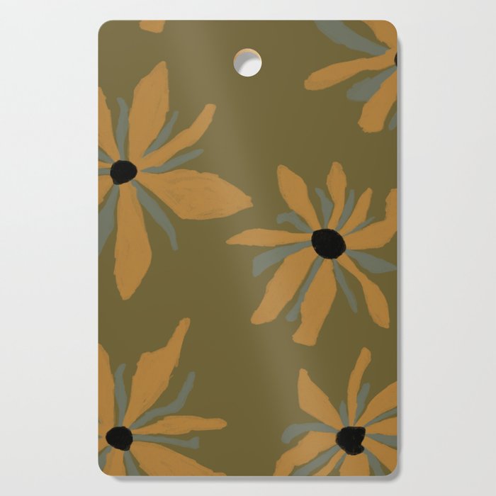 Ecelctic Sunflowers on Olive Green Cutting Board