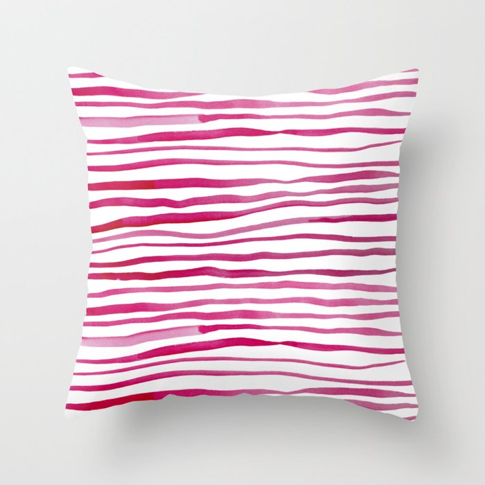 Irregular watercolor lines - pink Throw Pillow