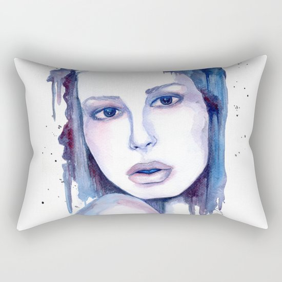 Watercolor - Woman in blue Rectangular Pillow