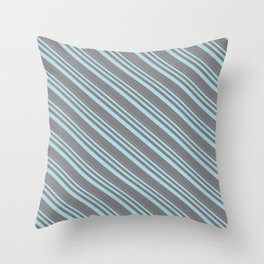 [ Thumbnail: Light Blue and Grey Colored Pattern of Stripes Throw Pillow ]