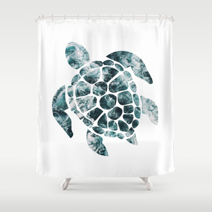 Sea Turtle - Turquoise Ocean Waves Shower Curtain