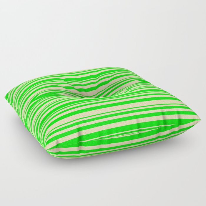 Lime & Tan Colored Lined Pattern Floor Pillow