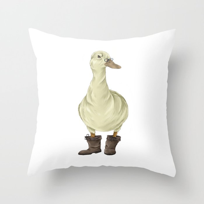 duck in boots  Throw Pillow