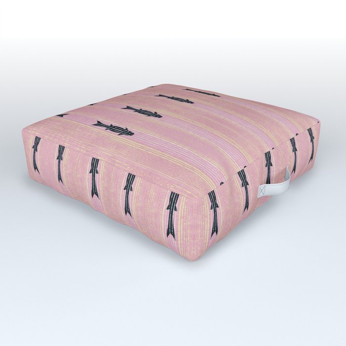 Pink Fish Japanese Style Art Deco Pattern Outdoor Floor Cushion