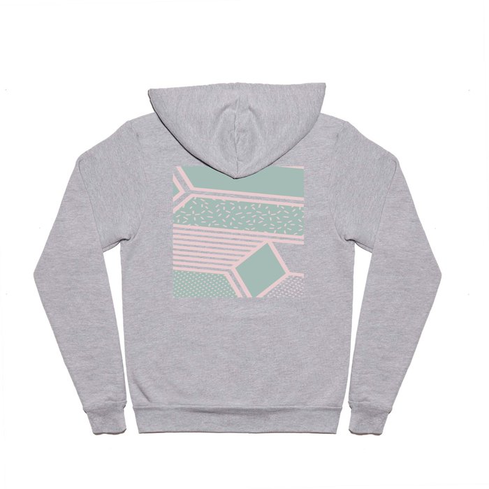 Modern Memphis Illustration - Gemetrical  Retro Art in Pink and Mint -  Mix & Match With Simplicity Hoody