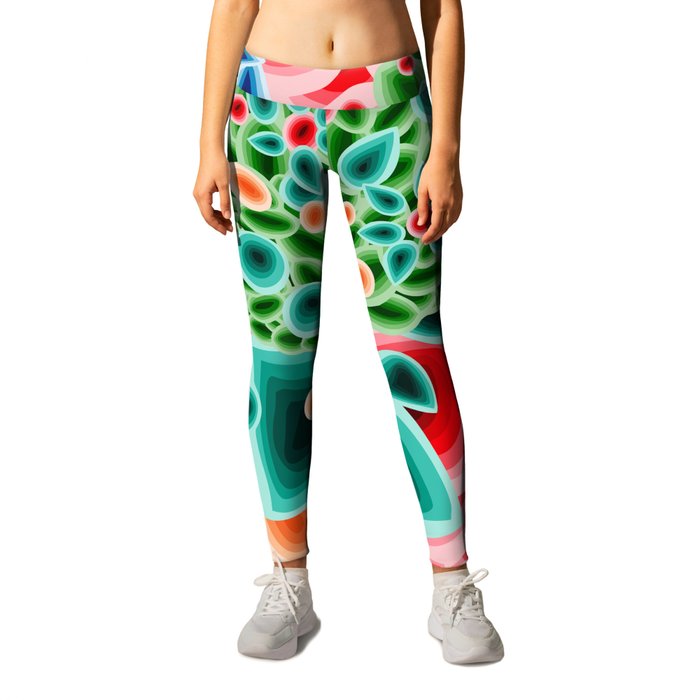 Still Nature With Abstract Geometric Flowers Leggings