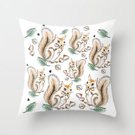 Autumn Squirrel Throw Pillow
