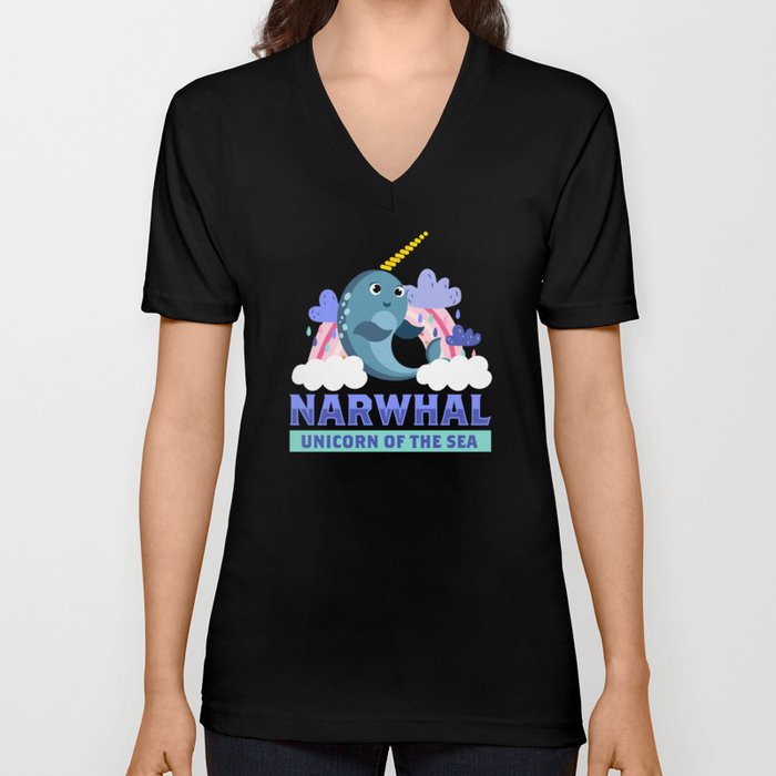 Unicorn Of The Sea Narwhal Whale Unicorn V Neck T Shirt