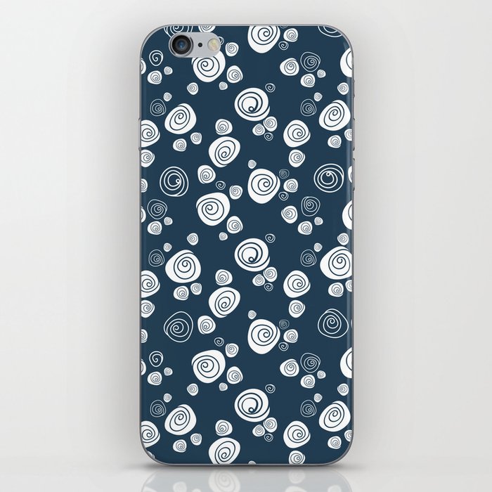 Simple white rose pattern on navy blue iPhone Skin