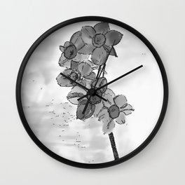 5 flowers in black and white Wall Clock