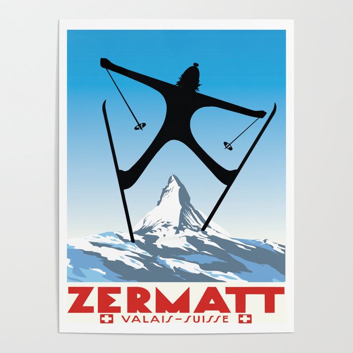 Zermatt,Valais,Suisse,Ski Poster Poster