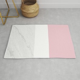 Marble Dusty Pink White Color Block Modern Geometry Area & Throw Rug