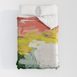 Venice Beach: A vibrant abstract painting in Neon Green, pink, and white by Alyssa Hamilton Art  Duvet Cover