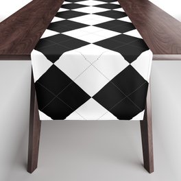 Black and White Argyle checks pattern. Digital Painting Illustration Background Table Runner