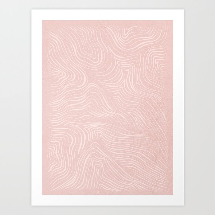 line-art wave pattern 2. Coral Art Print
