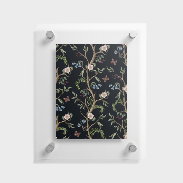 Tropical Chinoiserie Dark Peony Floral Floating Acrylic Print