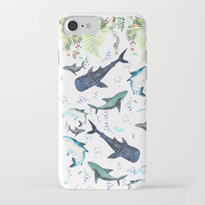 floral shark pattern iphone case