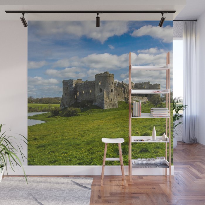 Great Britain Photography - Carew Castle & Tidal Mill Under The Blue Sky Wall Mural