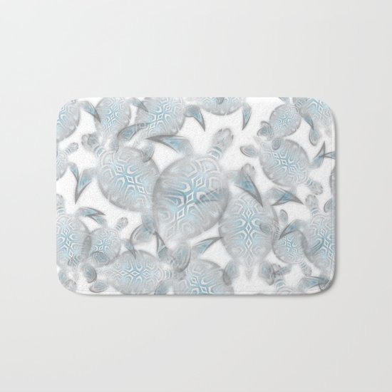 Silver Turtles Pattern Bath Mat