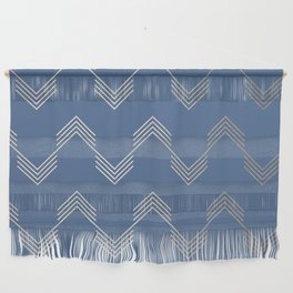 Simply Deconstructed Chevron White Gold Sands  on Aegean Blue Wall Hanging