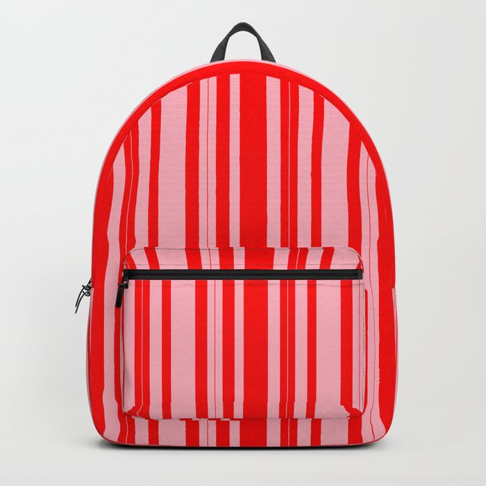 Red & Light Pink Colored Lines/Stripes Pattern Backpack