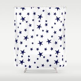 Stars - Navy Blue on White Shower Curtain
