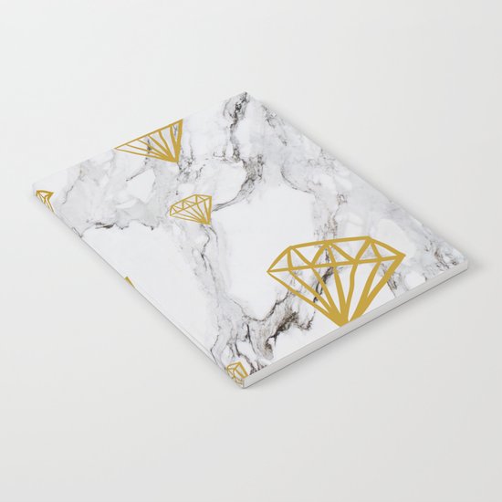 Gold diamonds on marble Notebook