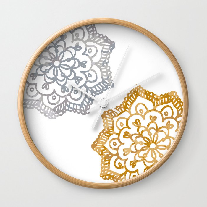 Gold and silver lace floral Wall Clock