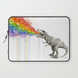 T-Rex Dinosaur Rainbow Puke Taste the Rainbow Watercolor Laptop Sleeve