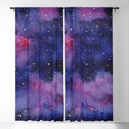 Watercolor Galaxy Nebula Pink Purple Sky Stars Blackout Curtain