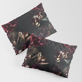 Vintage bouquets of garden flowers. Roses, dark red and pink peony.  Pillow Sham